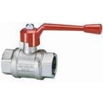Valvola a sfera diritta mod.140 F/F da 3/4 completa di leva alluminio, PN25 Rossa, perno antiscoppio ISO 228