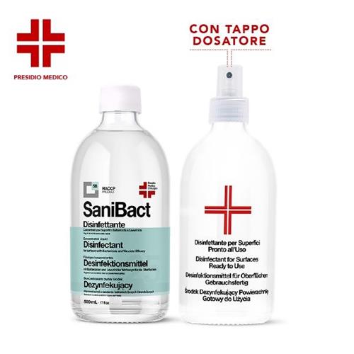 Sanibact disinfettante liquido concentrato per superfici pronto all'uso con  erogatore da 500 ml presidio medico