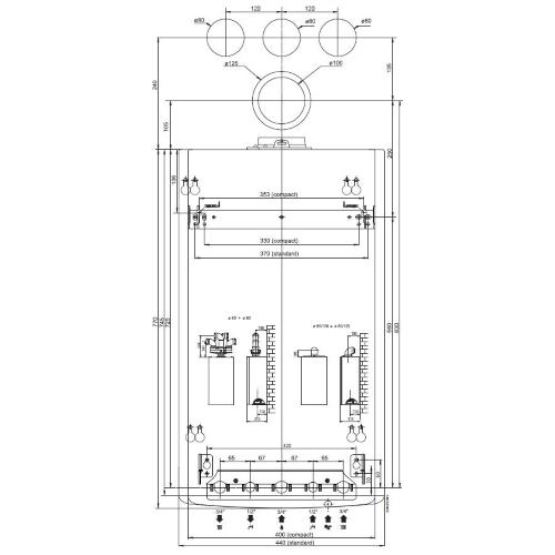 Caldaia THISION MINI CPRA a camera aperta, doppio scamb.,riscaldamento e produzione di acqua calda sanitaria istantanea 24,0 Kw (Metano)