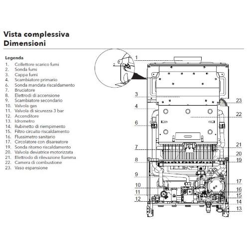 Caldaia THISION MINI CPRA a camera aperta, doppio scamb.,riscaldamento e produzione di acqua calda sanitaria istantanea 24,0 Kw (Metano)