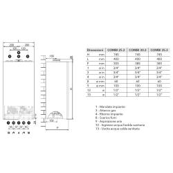 Caldaia a condensazione THISION MINI COMBI 25.3 riscaldamento e produzione di ACS istantanea 24 Kw (Metano)
