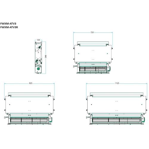 Fan Coils Daikin mod HP Convector a Pavimento incasso 2 tubi  Resa Risc. 3,02 Kw attacchi a SX (Comando da acquistare a parte)