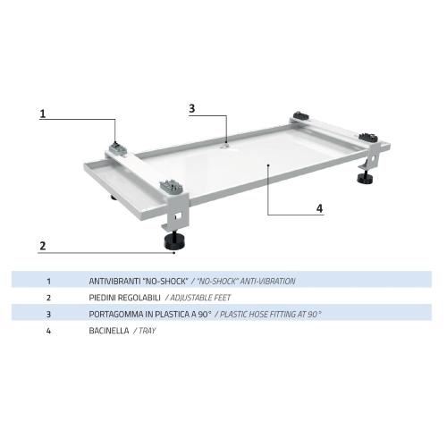 Supporti a pavimento con antivibrante e bacinella piccola (820 x