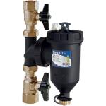 Filtro DirtOUT XL defangatore magnetico multifunzione in polimero, deviatore in ottone, attacchi valvola a sfera bocchettonati FF 3/4 