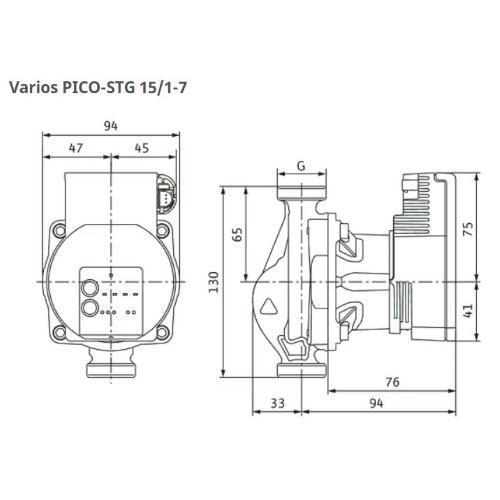 Pompa ad alta efficienza Wilo-Varios PICO-STG 15/1-7-130 (interasse 130 - attacchi 1" pot. motore 50w)