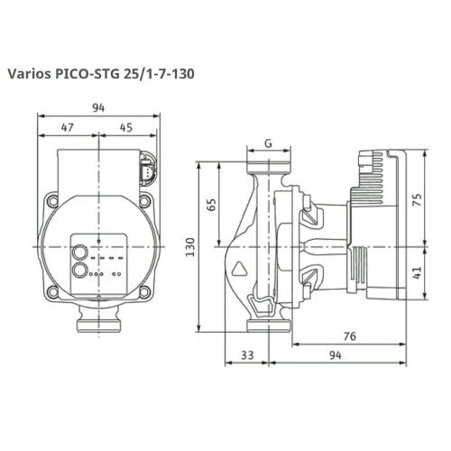 Pompa ad alta efficienza Wilo-Varios PICO-STG 25/1-7-130 (interasse 130 - attacchi 1" 1/2 pot. motore 50w)