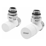 kit valvola detentore a squadro IRSAP, attacco rame multistrato 1/2", con pre regolazione, termostatizzabile, colore bianco