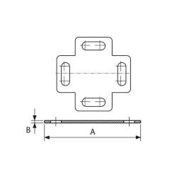 HP giunzione per collegamenti piani in acciaio inox AISI 304 per profili FVP - Dimensioni: L. 80 x 20