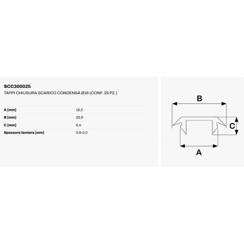 Tappo di chiusura ø16 per i fori scarico condensa delle unità esterne