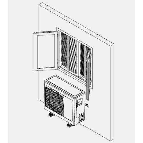 Staffa a parete per climatizzatore da sotto finestra  "DONATELLO SD" Misure P 500 x H 400 x L 800 mm (Portata 110 Kg) con barra dentellata e bracci premontati