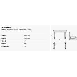 Staffa a parete per climatizzatore da sotto finestra  "DONATELLO SD" Misure P 500 x H 400 x L 800 mm (Portata 110 Kg) con barra dentellata e bracci premontati