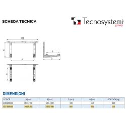 Staffa a parete per climatizzatore da sotto finestra  "DONATELLO SD" Misure P 500 x H 400 x L 800 mm (Portata 110 Kg) con barra dentellata e bracci premontati