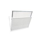 Griglia di ripresa bianca con filtro 700 x 300 mm ad alette fisse inclinate di 45° in alluminio 