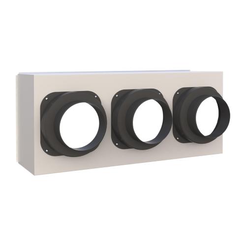 Plenum coibentato 1000x300 predisposto con 3 attacchi 150/200