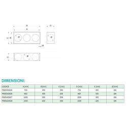 Plenum coibentato 1000x300 predisposto con 3 attacchi 150/200