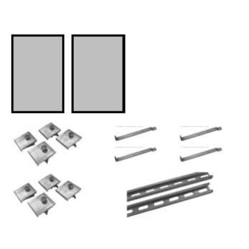 Kit di base per 2 collettori montaggio verticale su tetto inclinato per SOLATRON CF senza ganci per tetti (ordinare separatamente per tetti in coppi o in ardesia)