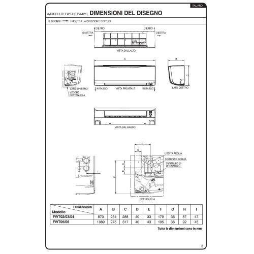 Fan Coils Daikin mod Parete Pot. (F) 5,28 Kw (C) 6,24 Kw (Include Flash Streamer) (Comando da acquistare a parte)