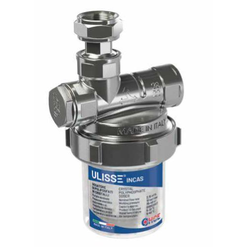 Dosatore di polifosfati e silicati in cristalli completo di kit di connessione e cartuccia, per circuito di acqua fredda sanitaria. Attacco 1/2 Femmina