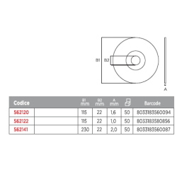 Mola da taglio diritta, inox d. 115x1.0 ferro