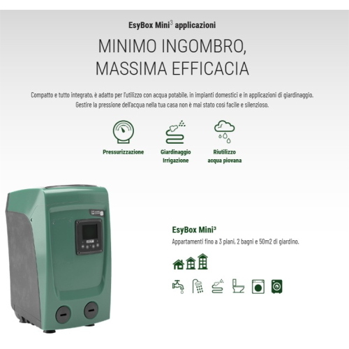 ESYBOX Mini 3 - 1.1 Hp - 0.85 Kw - sistema elettonico di pressurizzazione 