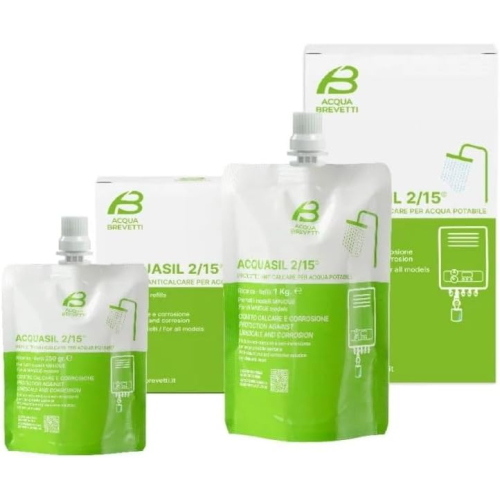 AcquaSil 2/15L - Anticorrosivo antincrostante per acque potabili - Per pompe MiniDue, 1 sacchetto da gr. 250 durezza fino a 30° f e temper. max fino a 60°C