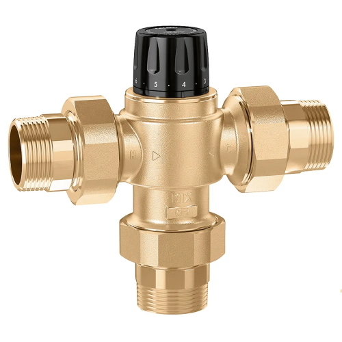 Miscelatore termostatico regolabile attacchi bocchettonati da 1" per impianti centralizzati (35–65 °C - Kv: 4,3 m³/h.)