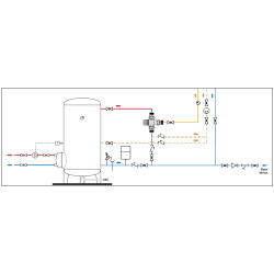 Miscelatore termostatico attacchi da 1" Maschio con valvole di ritegno e filtri (45–65 °C - Kv: 3,0 m³/h.)